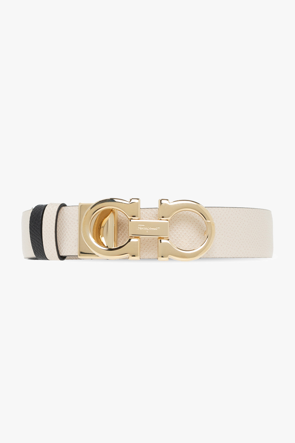 Salvatore ferragamo belt white hotsell and gold